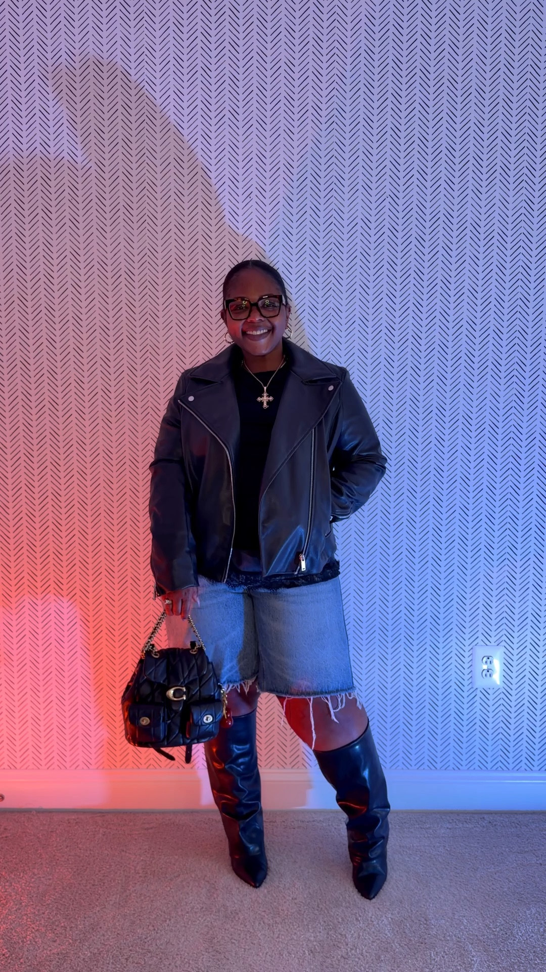Transitional spring outfits. Don’t put those boots away yet.
Boots: @Steve Madden US // @Macys 
Shorts: KBB 
Lace shirt: @Primark 
Jacket: H&M 
Jewelry: @TJ Maxx 
Bag: Coach Tabby Backpack 

#LTKootd #LTKMidsize #LTKSpringSale