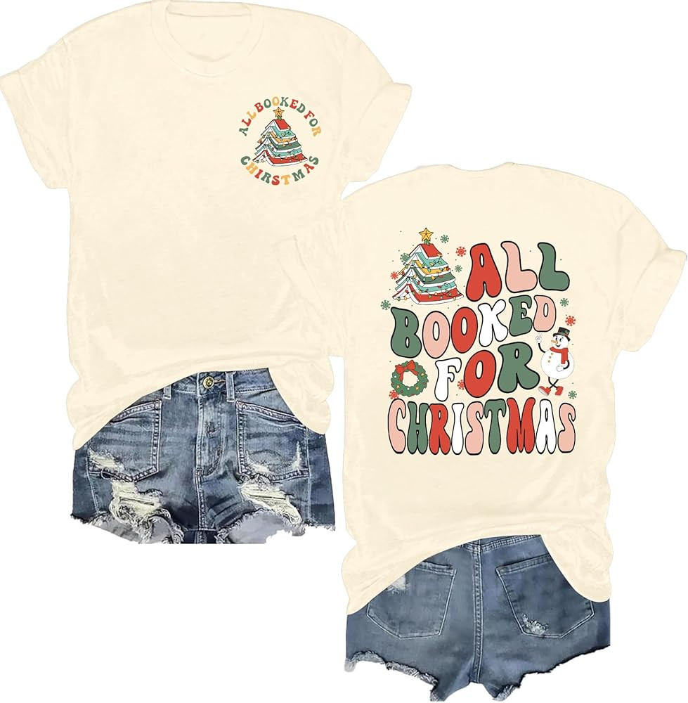 Christmas Shirts for Women Funny Merry Christmas Graphic T-Shirts Xmas Holiday Short Sleeve Tee T... | Amazon (US)