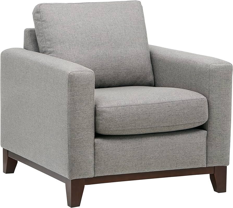 Amazon Brand – Rivet North End Wood Accent Living Room Arm Chair, 38"W, Grey Weave | Amazon (US)