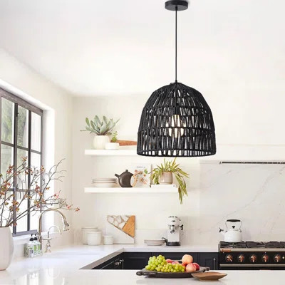 Blaiklee 1-Light 14.96 inch Woven Black Finished Dome Pendant Light Fixture | Wayfair North America