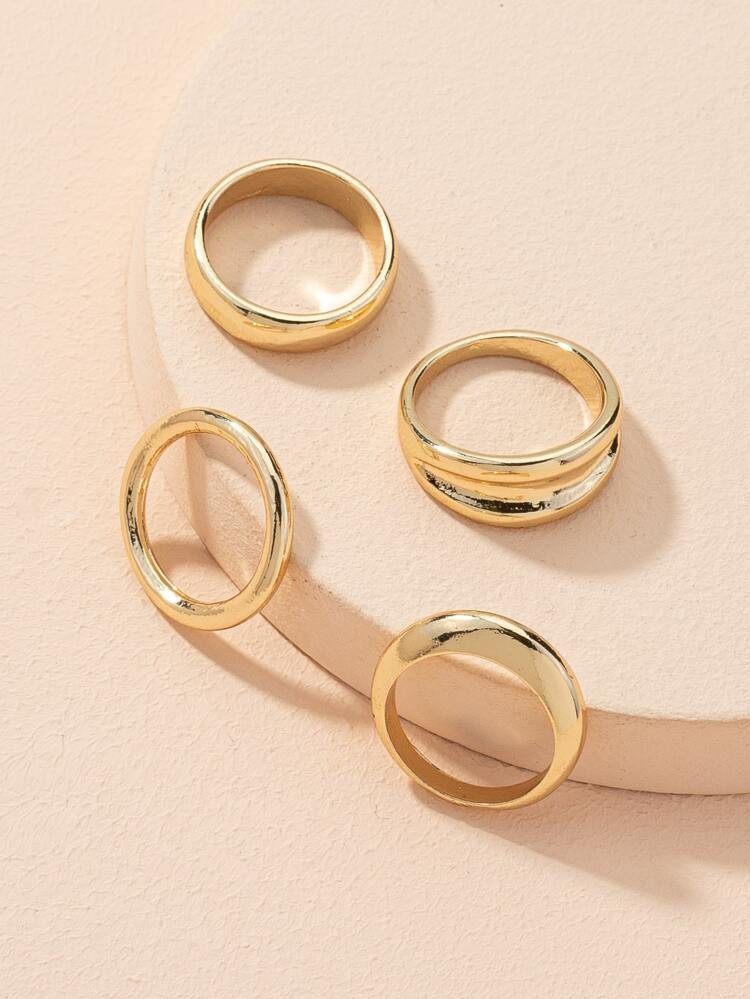 4pcs Gold Round Ring | SHEIN