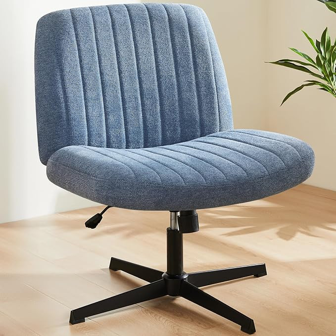 Sweetcrispy Office Chair No Wheels - Armless Desk Chair No Wheels Cross Legged Office Chair Wide ... | Amazon (US)