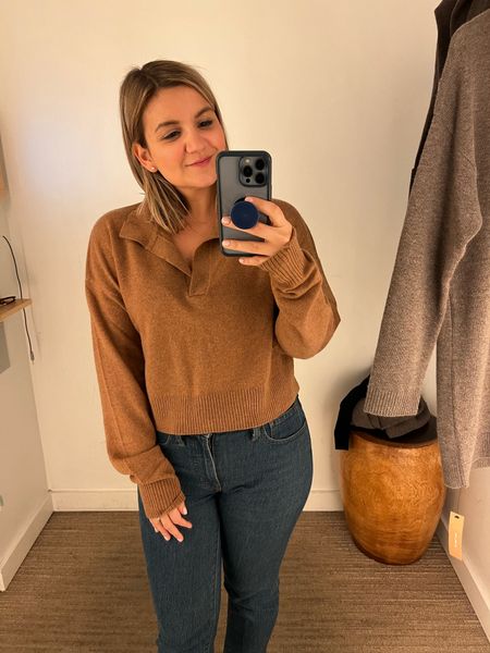 Cashmere polo sweater - didn’t love this color but the style is really cute. I tried on a small and it’s a great length on me.

#LTKSeasonal