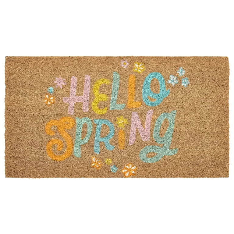Hallmark Multi Hello Spring Outdoor Coir Doormat, 18" x 30" | Walmart (US)