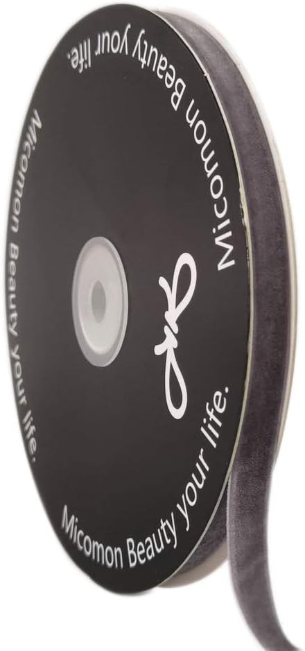 Micomon 3/8 Inch Gray Velvet Crushed Velvet Ribbons by 20 Yards Spool(3/8"-Gray) | Amazon (US)