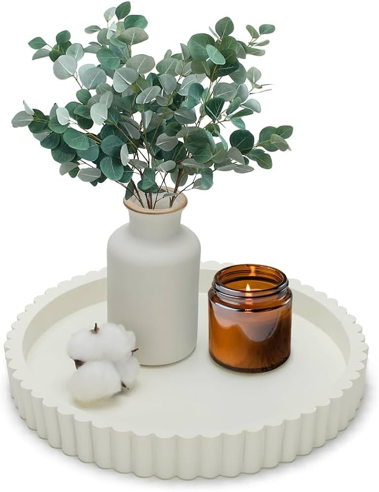 Large Decorative Tray Round for Coffee Table Decor, Modern Gray Centerpiece Decorative Home Table... | Amazon (CA)