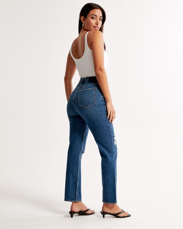 Women's Curve Love Ultra High Rise Ankle Straight Jean | Women's Bottoms | Abercrombie.com | Abercrombie & Fitch (US)