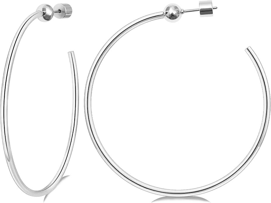 Large Gold Hoop Earrings for Women 14K Gold/Silver Plated Hypoallergenic Earrings 50mm/60mm/70mm ... | Amazon (US)