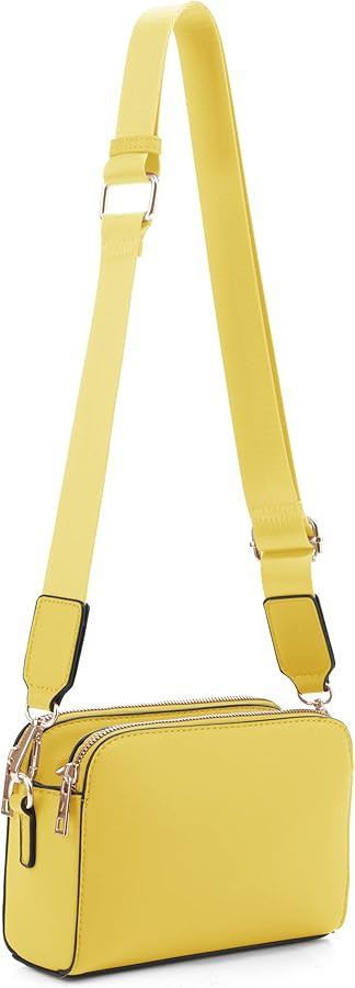 EVVE Crossbody Bags for Women Trendy Triple Zip Small Crossbody Camera Bag Purse with Wide Guitar... | Amazon (US)