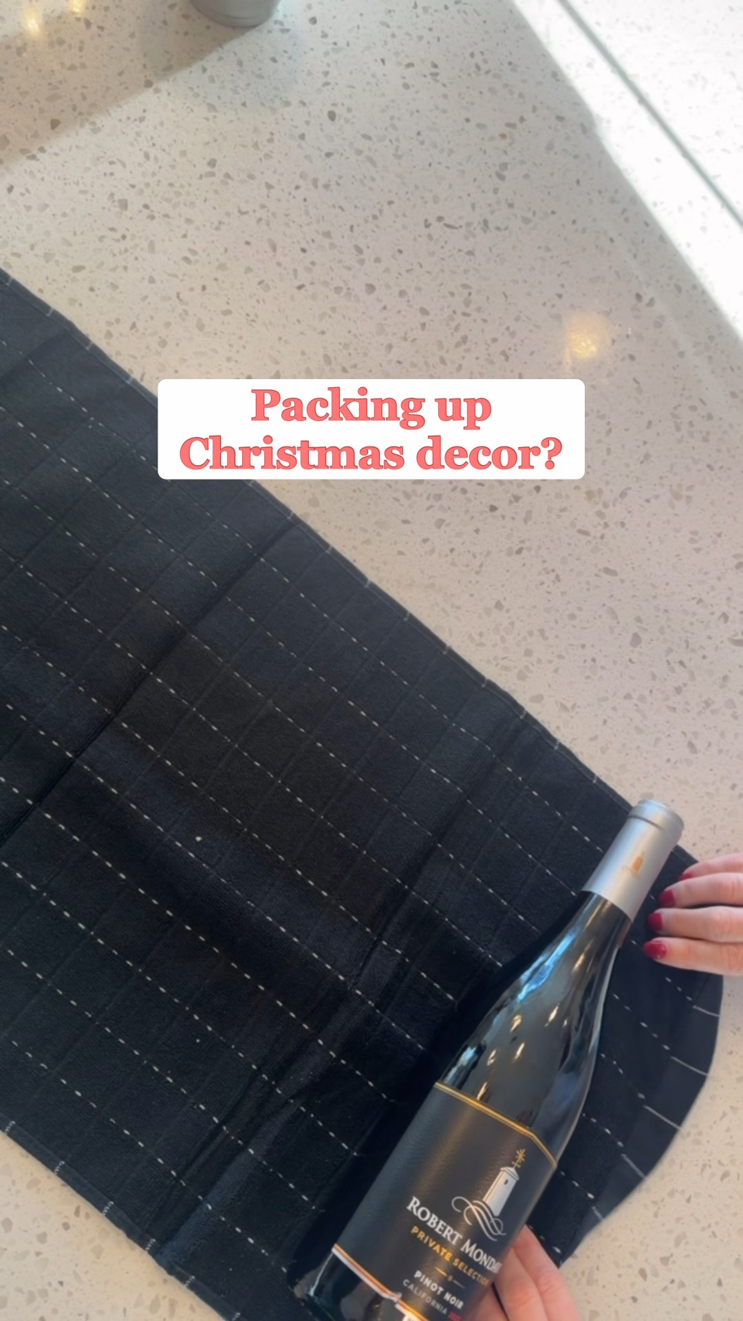 Packing up Christmas decor but make it fun 🎄🍷
Before you close those holiday storage bins, wrap up your favorite bottle of wine and tuck it inside. When you open your decorations next year, you’ll have a little treat waiting to celebrate the start of the holiday season.
It’s the easiest holiday organizing hack and honestly the motivation we all need when putting Christmas decorations away.
 Click to shop holiday storage and make packing up your Christmas decor easier this year.

#holidaystorage #holidayorganizing #christmasorganization #holidaydecor #organizinghacks #homeorganization 