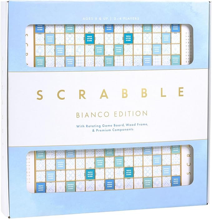 WS Game Company Scrabble Bianco Edition with Rotating Wooden Game Board | Amazon (US)