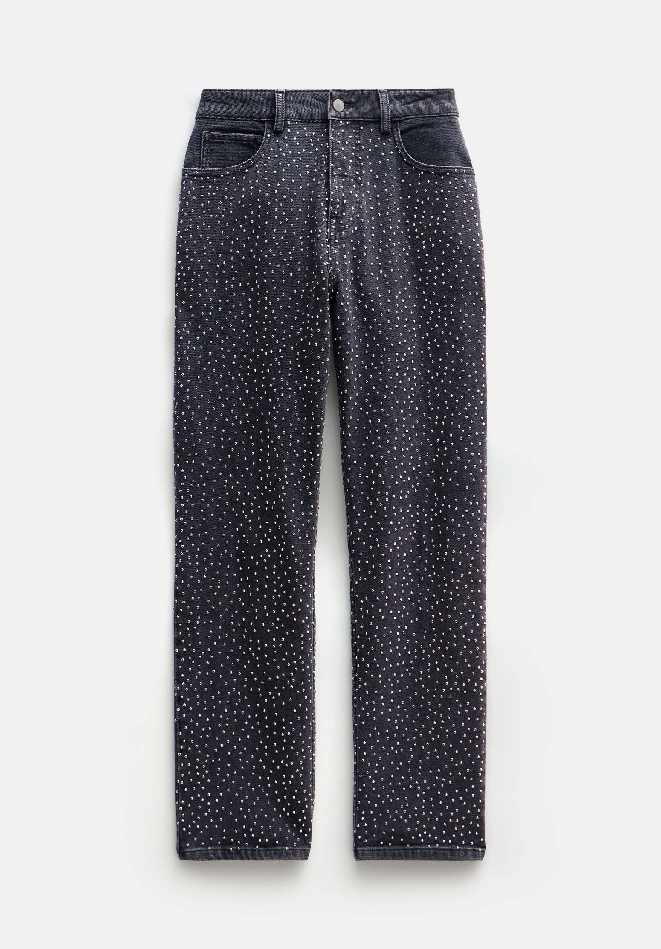 Alex Slim Straight Leg Jeans with Rhinestones | Hush UK