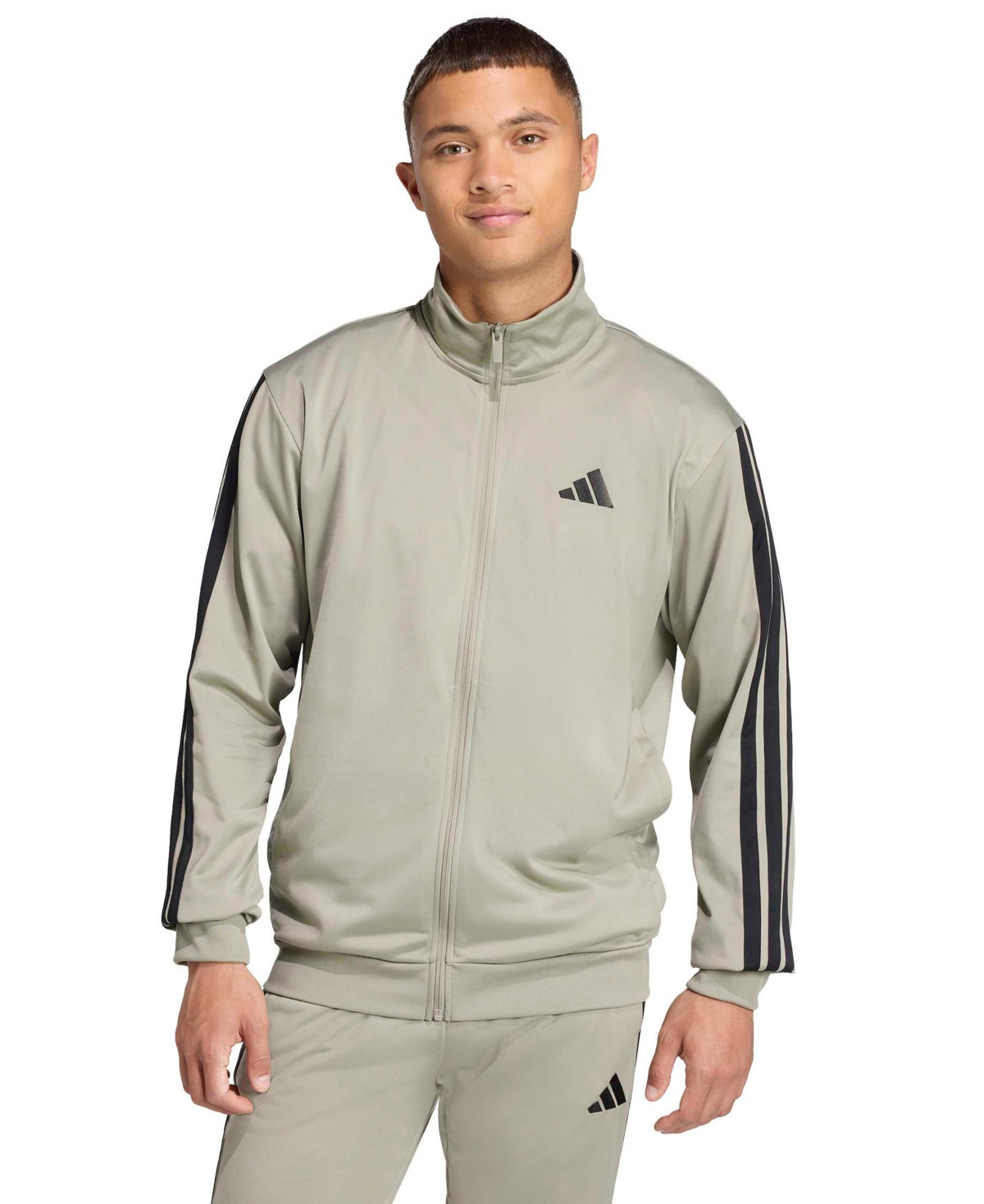 adidas Men's 3 Stripes Tricot Regular Track Top - Silver Pebble | Macy's