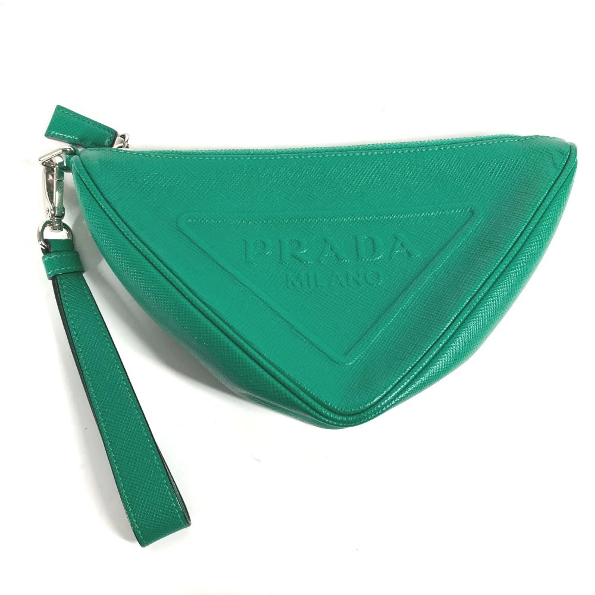 Prada Saffiano Triangle Clutch Bag Pouch (Pre-Owned) | Shop Simon