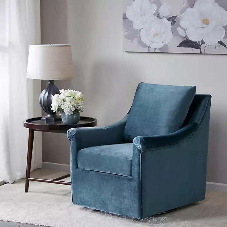 Blue Mora Swivel Accent Chair | Kirkland's Home
