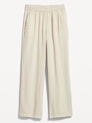 High-Waisted Linen-Blend Wide-Leg Ankle Pants for Women | Old Navy (US)