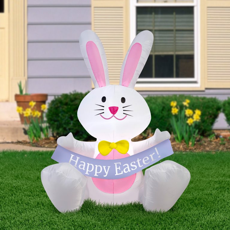 Easter White Bunny Airblown Yard Inflatable, 3.5 ft, by Way To Celebrate | Walmart (US)
