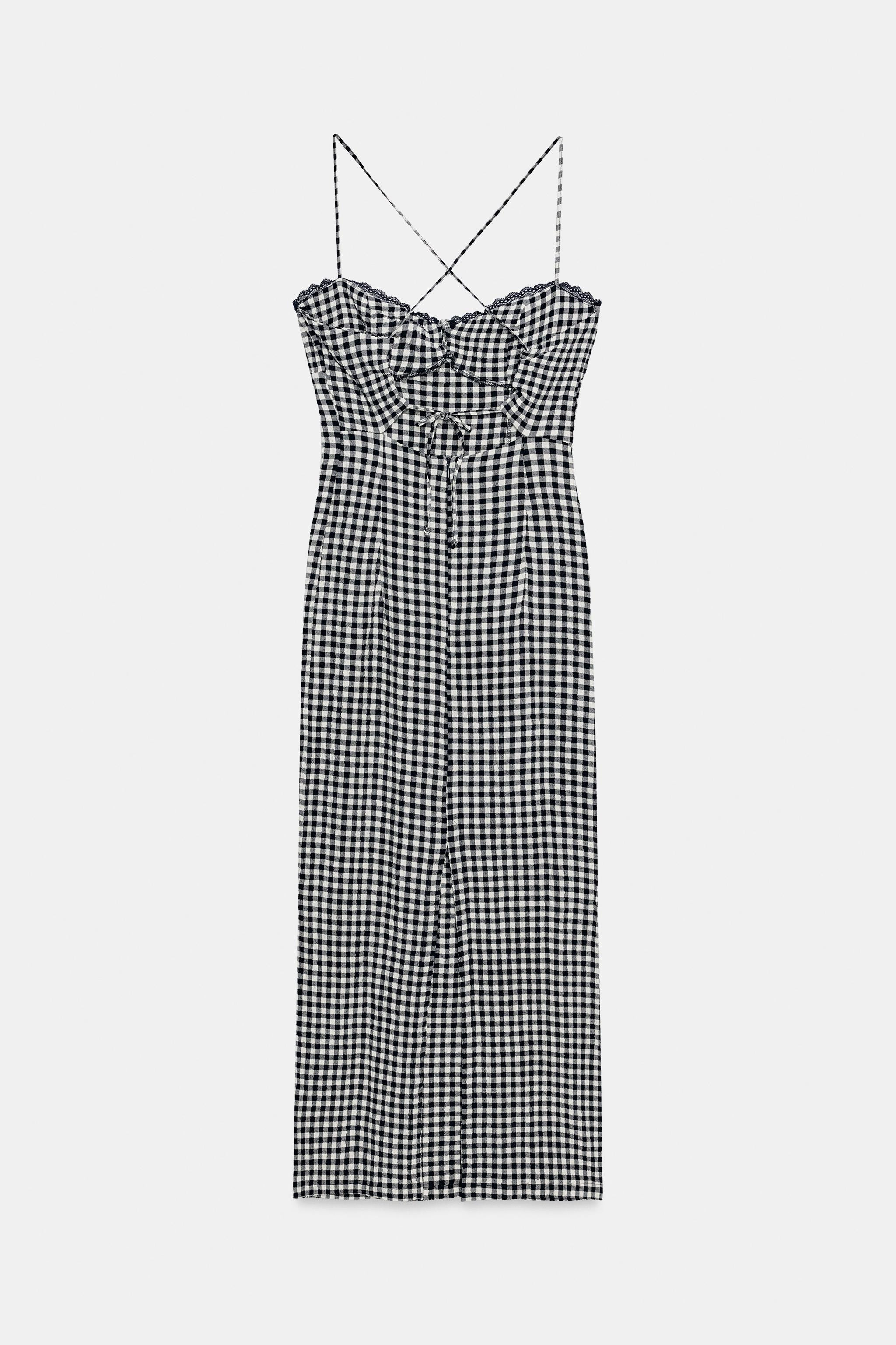 FITTED GINGHAM MIDI DRESS | Zara US