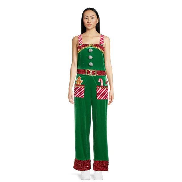 No Boundaries Juniors Elf Christmas Jumpsuit, Sizes XS-3XL | Walmart (US)
