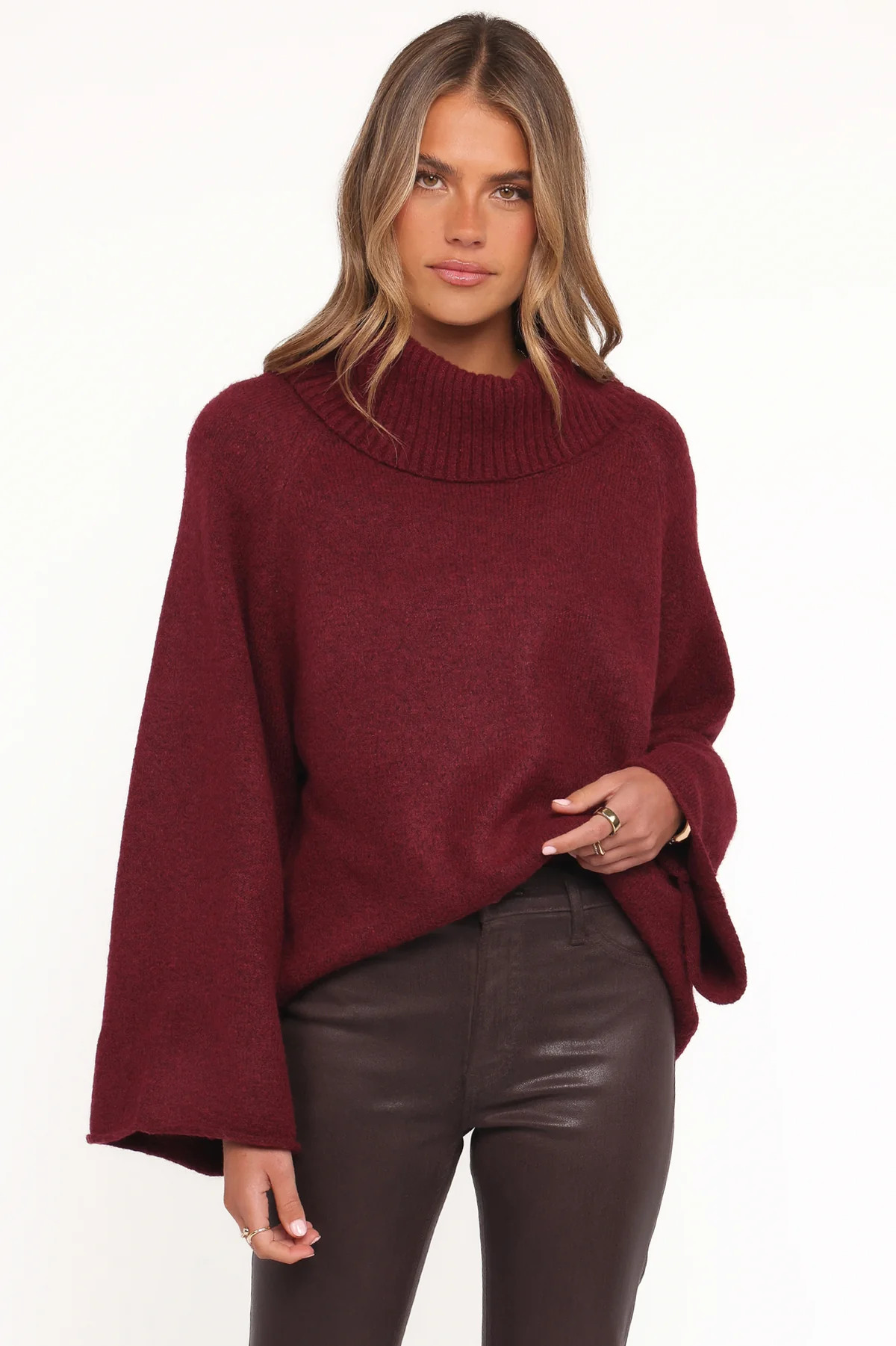 Bindy Cowlneck Knit Sweater - Wine | Petal & Pup (US)