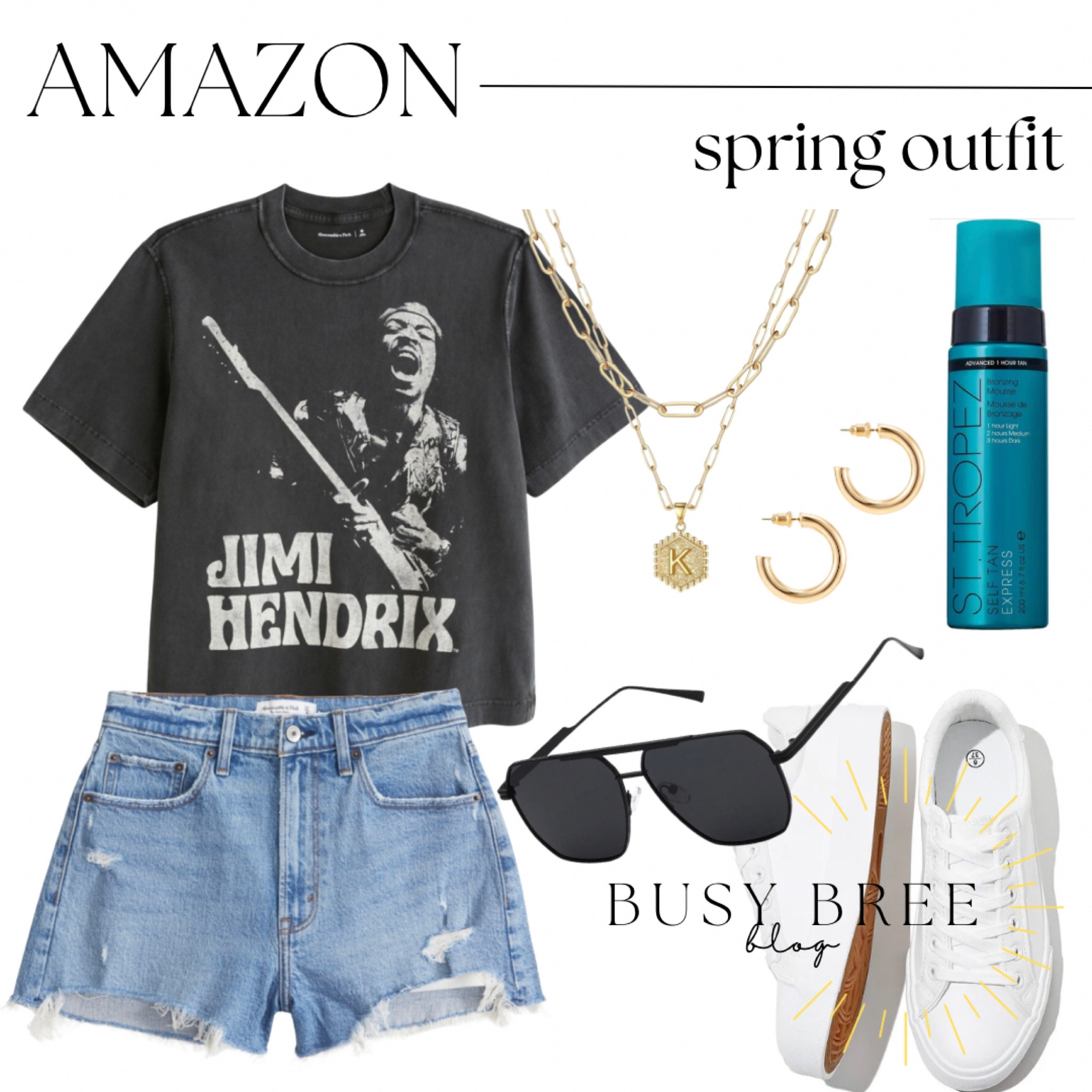 Spring outfit, spring jean shorts, band tee, graphic tee outfit, concert outfit, casual summer outfit, Amazon outfit, Abercrombie graphic tee 

#LTKSpringSale #LTKfamily #LTKsalealert