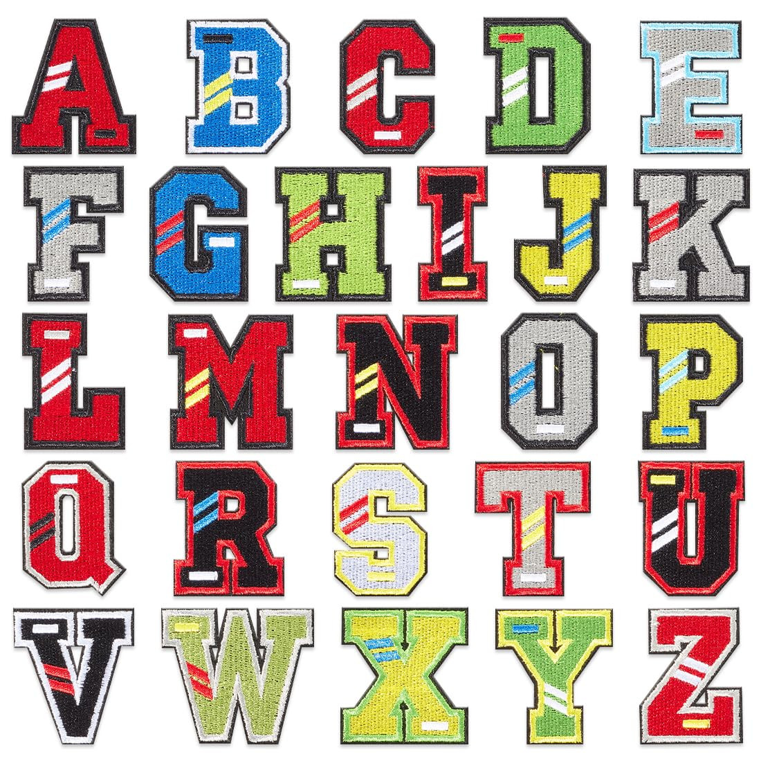 26 Pcs Color Iron on Letter Patches, A-Z Glitter Alphabet Patch for Clothes, Dress, Hat, Jeans, Shoes Bags, DIY Supplies, Color. | Amazon (US)
