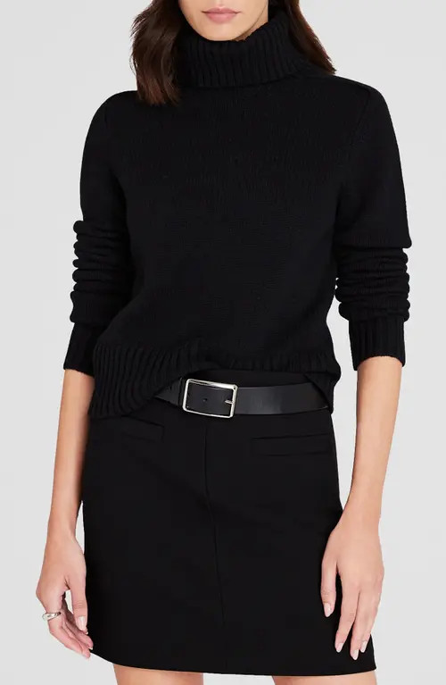 Club Monaco Shrunken Turtleneck Wool Blend Sweater in Black at Nordstrom, Size X-Large | Nordstrom