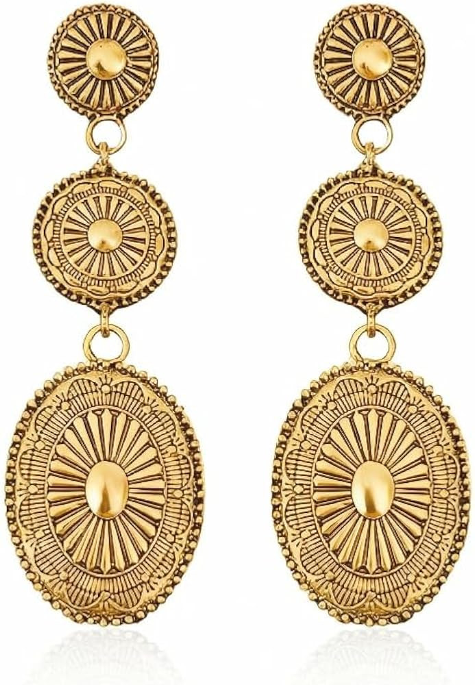 Western Earrings Jewelry for Women Gold/Silver Turquoise Earrings Vintage Concho Earings Country ... | Amazon (US)