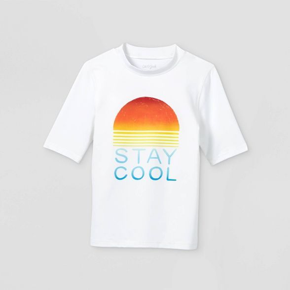 Boys' Sun Stay Cool Rash Guard Swim Shirt - Cat & Jack™ White | Target