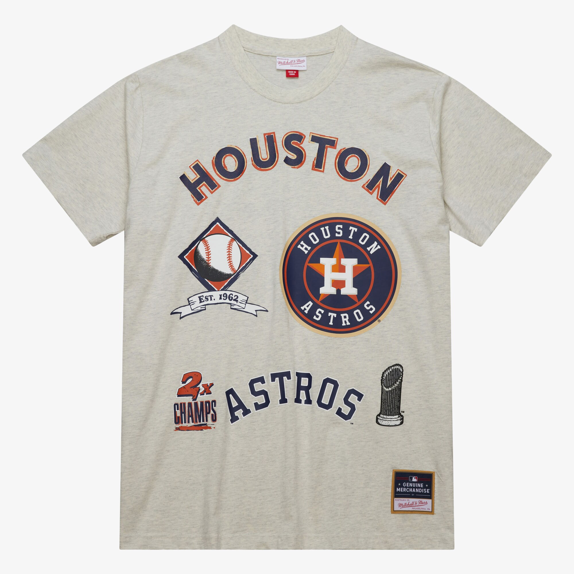 Men's  Oatmeal Houston Astros Legacy Defined T-Shirt | Mitchell & Ness