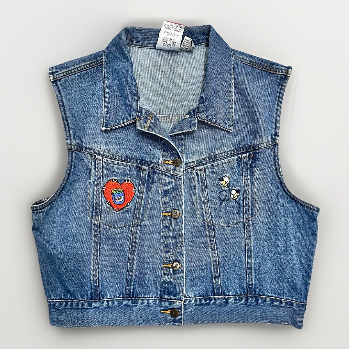 VINTAGE Disney Denim Vest Winnie Pooh Tigger Piglet Mickey Buttons L Rare Find | eBay | eBay US