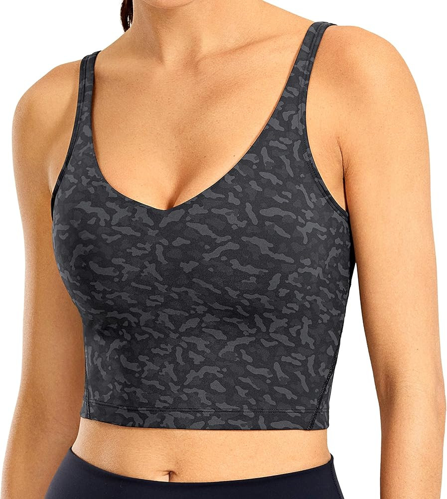 CRZ YOGA Women's Longline Sports Bra Wirefree Padded Yoga Bras Workout Running Crop Tank Tops | Amazon (US)