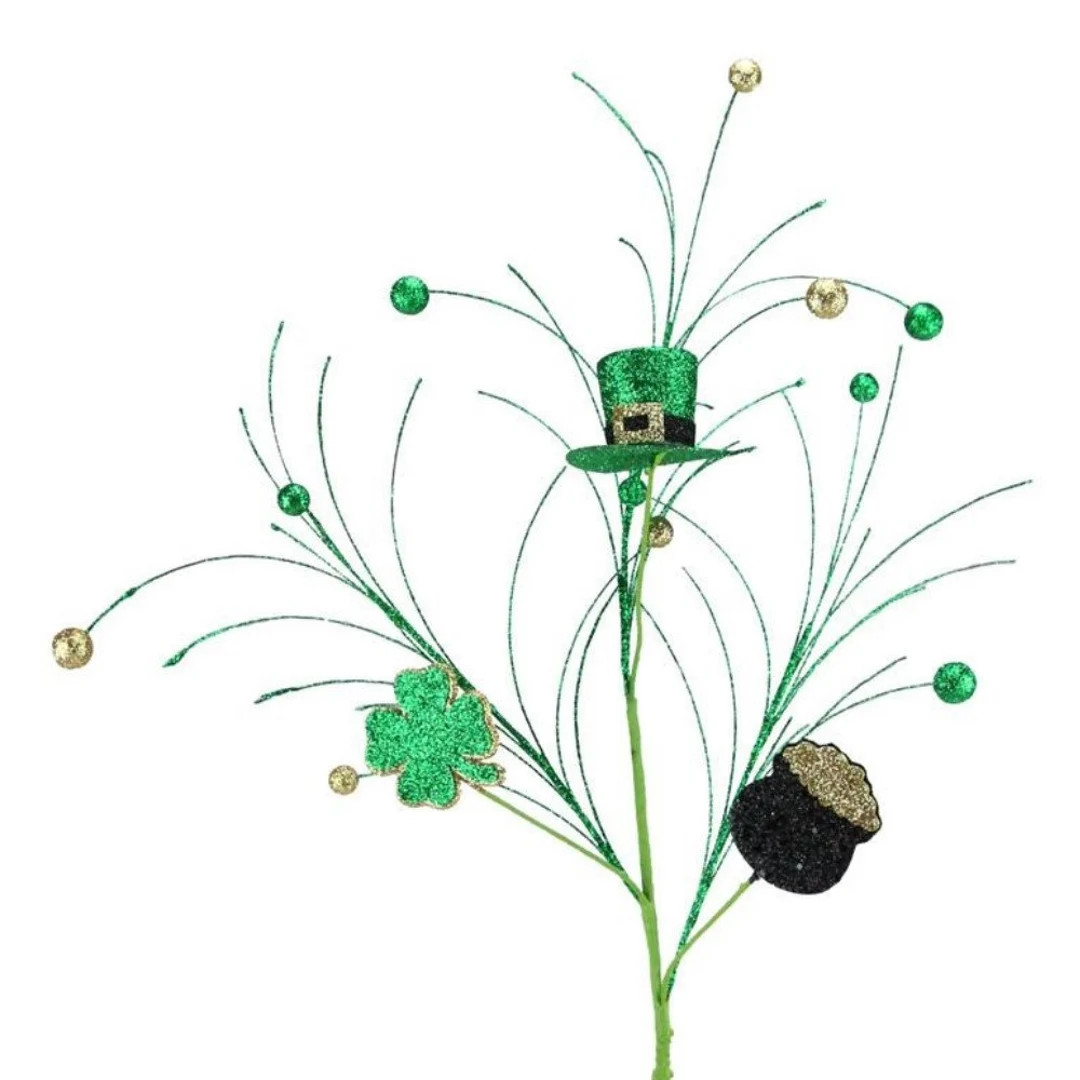 St. Patrick's Day Top Hat Spray, Green Shamrock Spray, Irish Clover Spray, St. Patrick's Day Pot ... | Etsy (US)