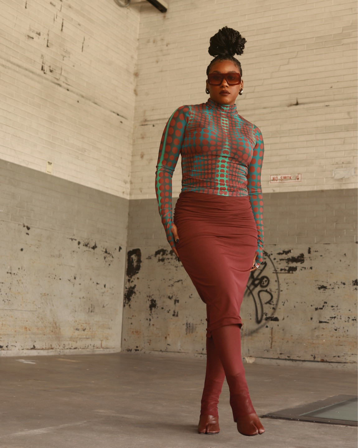 Jean Paul Gautier x Y/Project dot mesh top dupe and mesh midi skirt with matching leggings attached in Bordeaux 

#LTKfindsunder100