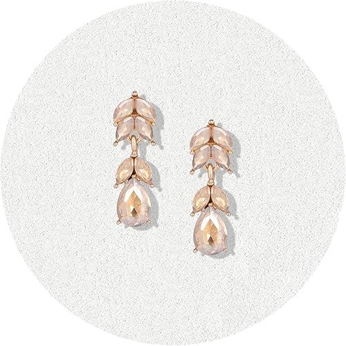 Dainty Rhinestone Teardrop Dangle Earrings Cute Elegant Crystal Bridal Wedding Earrings for Women... | Amazon (US)
