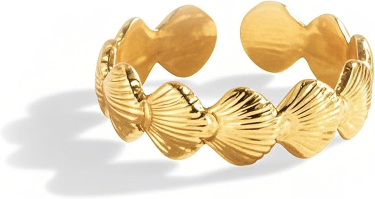 HUASAI Gold Seashell Starfish Shell Ring Dainty Beachy Statement Rings for Women Non Tarnish Summ... | Amazon (US)