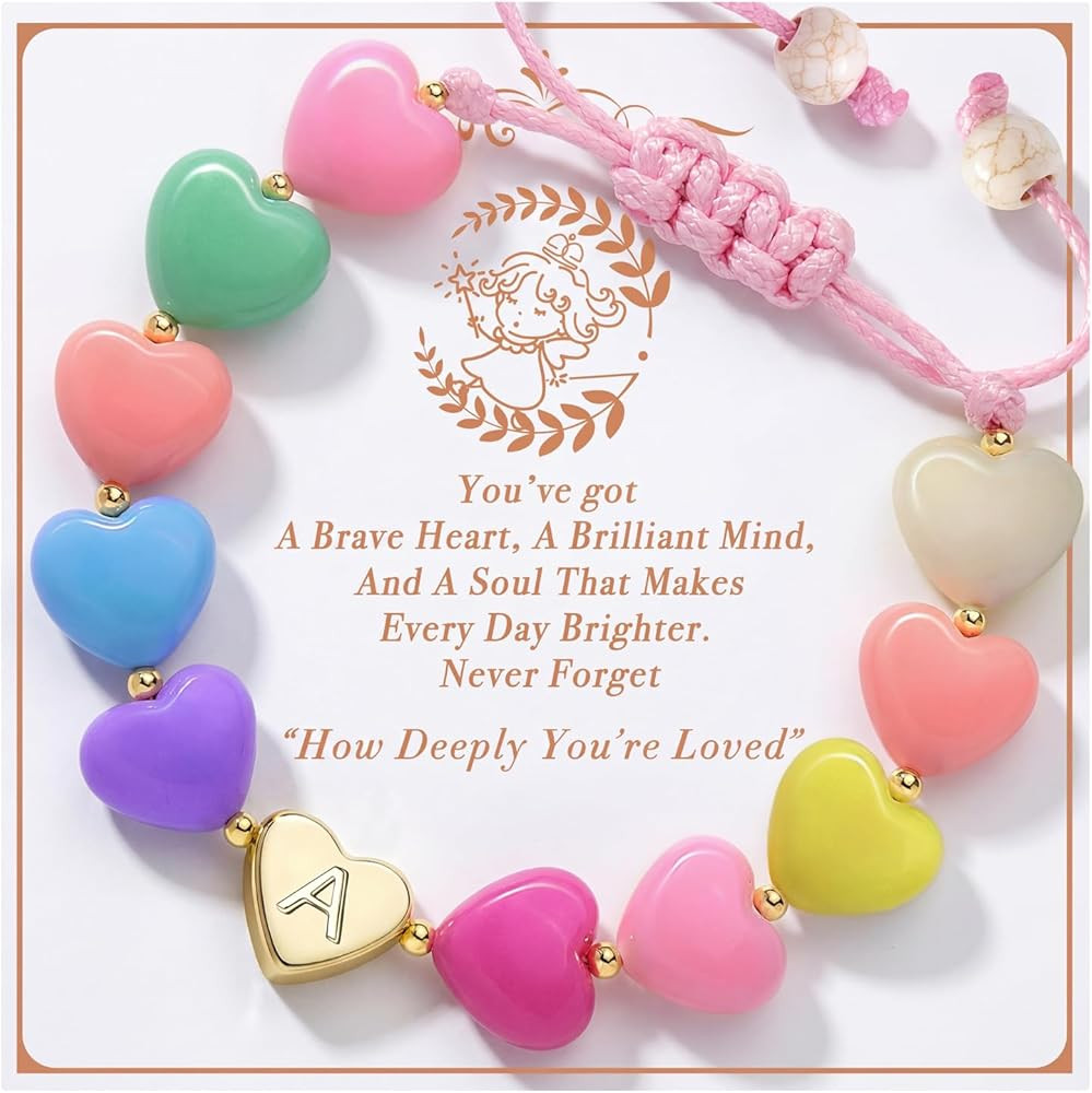 Easter Basket Stuffers for Girls Kids Women, Initial Heart Bracelets for Teen Girls Bulk, Cute Pr... | Amazon (US)