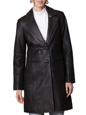 Tailored Fit Leather Single Breasted Coat | Saks Fifth Avenue OFF 5TH (Pmt risk)