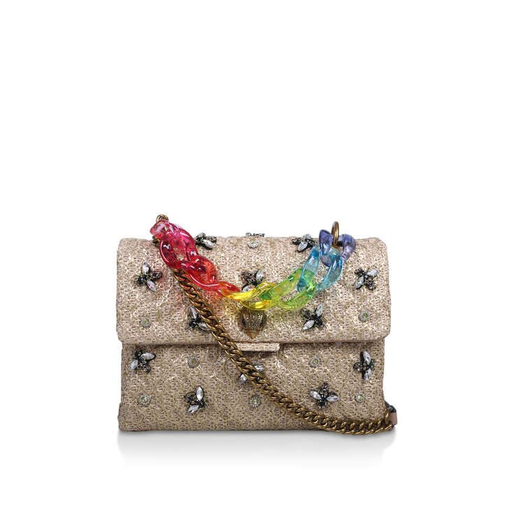 RAFFIA LG KENSINGTON BAG Rainbow Chain Raffia Embellishment Shoulder Bag by KURT GEIGER LONDON | Kurt Geiger (Global)