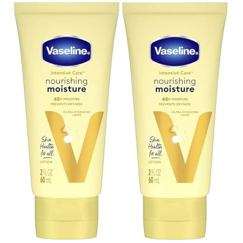 Vaseline Lotion, Intensive Care Nourishing Moisture 2-Pack – Moisturizer with Oat Extract + Ultra-Hydrating Lipids for Healing Extremely Dry Skin, 2 Oz Ea | Amazon (US)