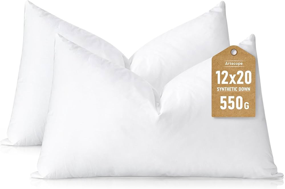 Artscope Synthetic Down Lumbar Pillow Insert, 12x20 Down Alternative Throw Pillow Insert. Ultra S... | Amazon (US)