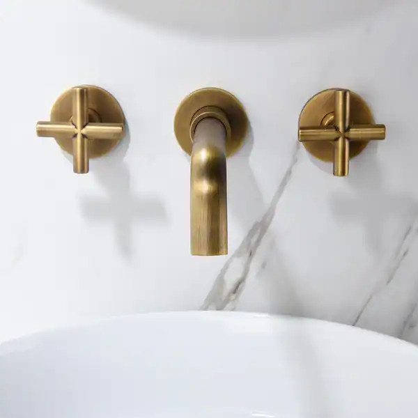 Double Handle Wall Mounted Bathroom Faucet - Overstock - 35628911 | Bed Bath & Beyond