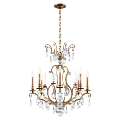 Renaissance Nouveau Chandelier, 8-Light, Etruscan Gold, Clear Heritage Crystal, 32""W (RN3871N-23H 1 | Lighting Reimagined