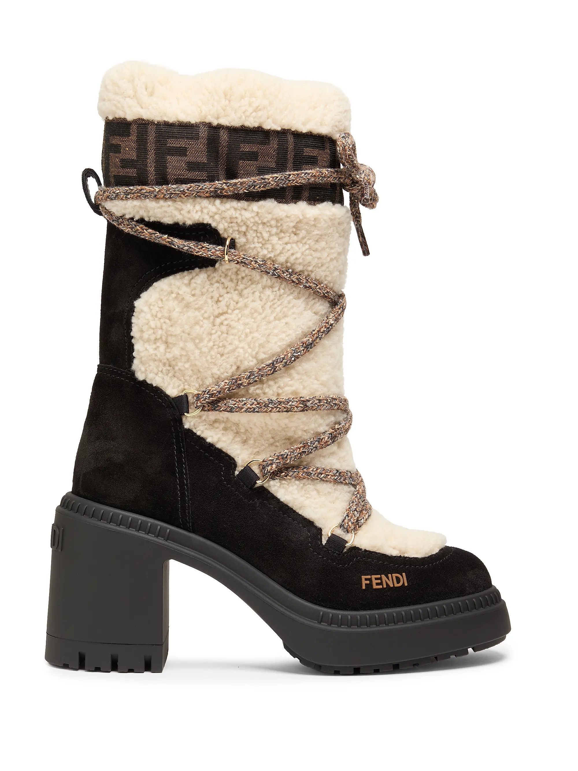Leather & Shearling 55MM Heeled Ski Boots | Saks Fifth Avenue