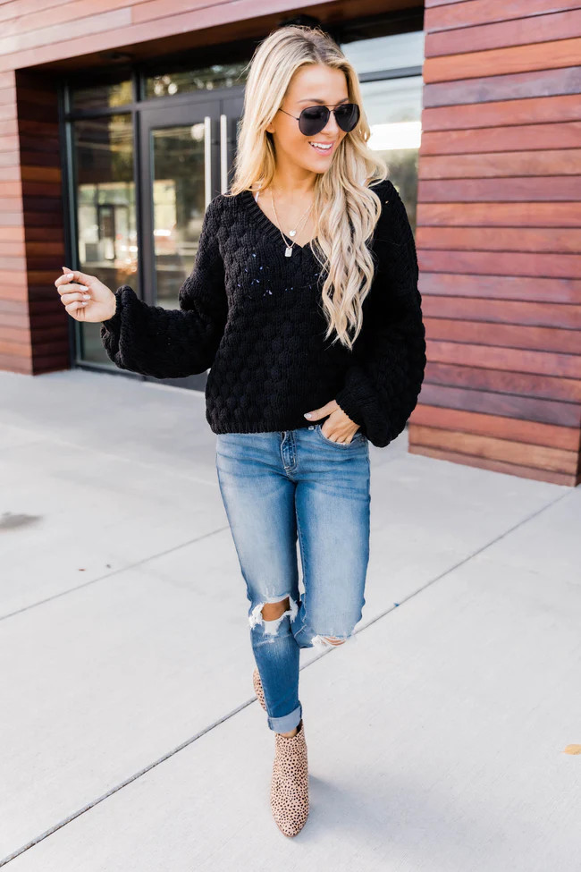 Better Than That Cropped Black Sweater SALE | The Pink Lily Boutique