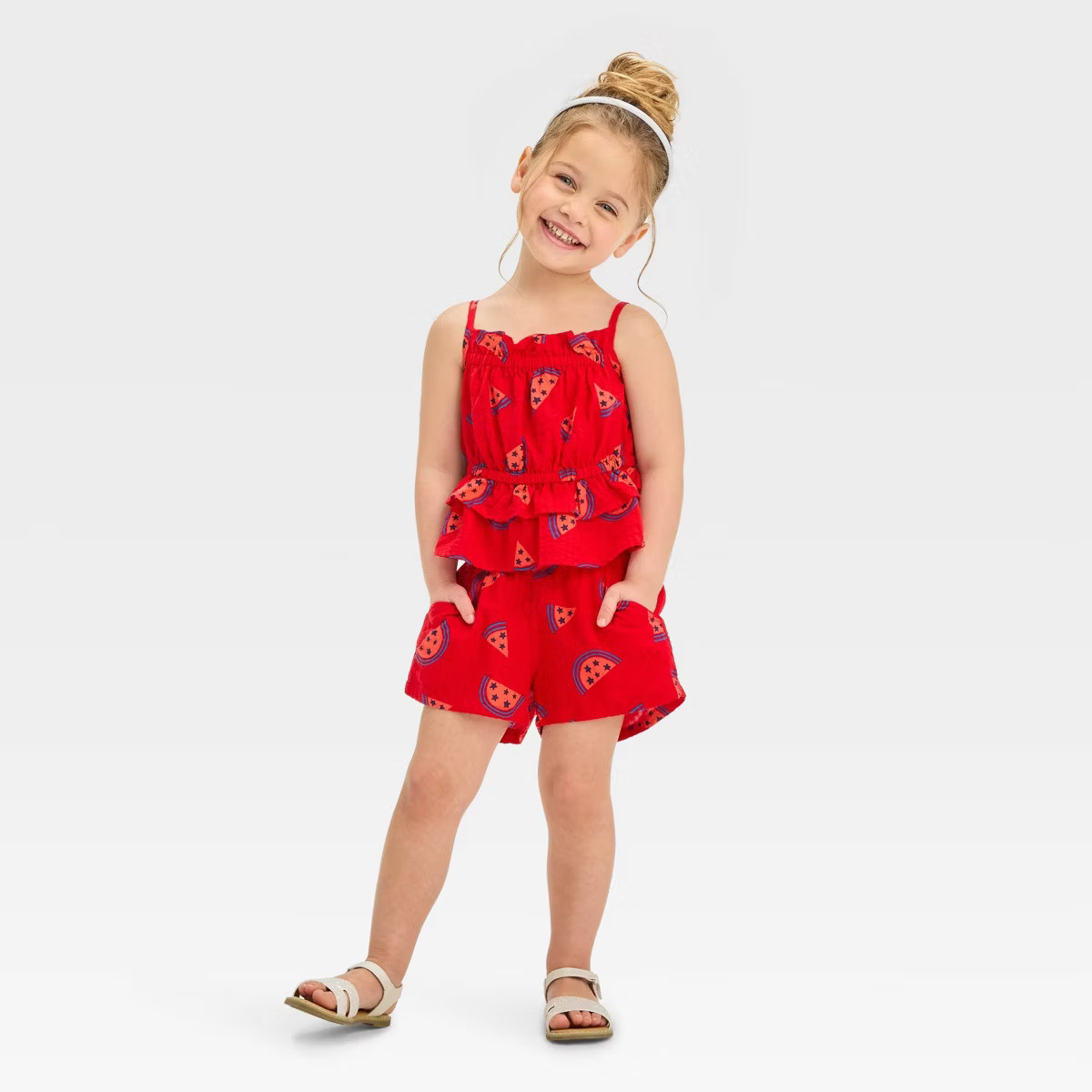 Toddler Girls' Watermelon Top & Bottom Set - Cat & Jack™ Red 12M | Target
