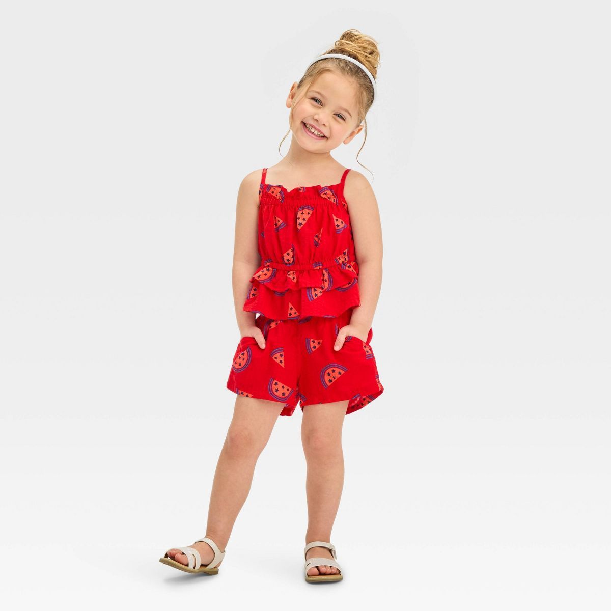 Toddler Girls' Watermelon Top & Bottom Set - Cat & Jack™ Red | Target