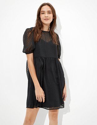 AE High Neck Babydoll Dress | American Eagle Outfitters (US & CA)