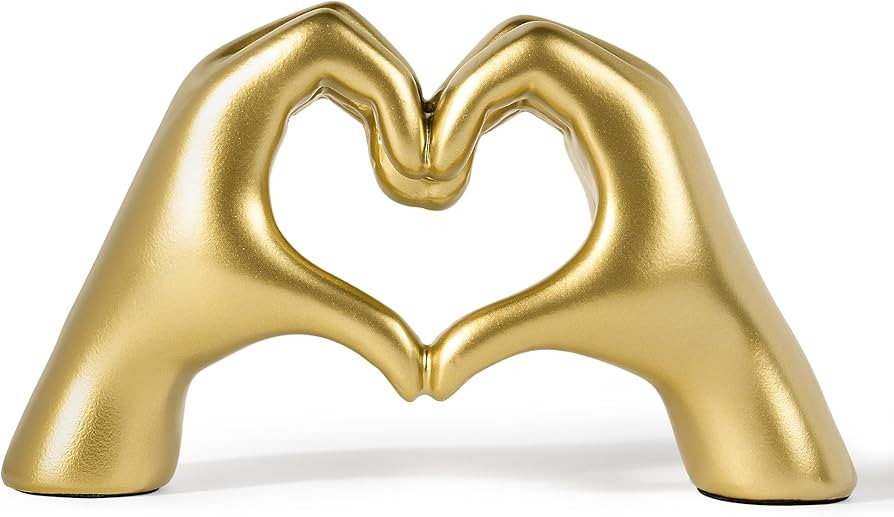 Heart Hands Sculpture - Gold Decor Living Room Accessories - Heart Shaped Table Sculptures Home D... | Amazon (US)