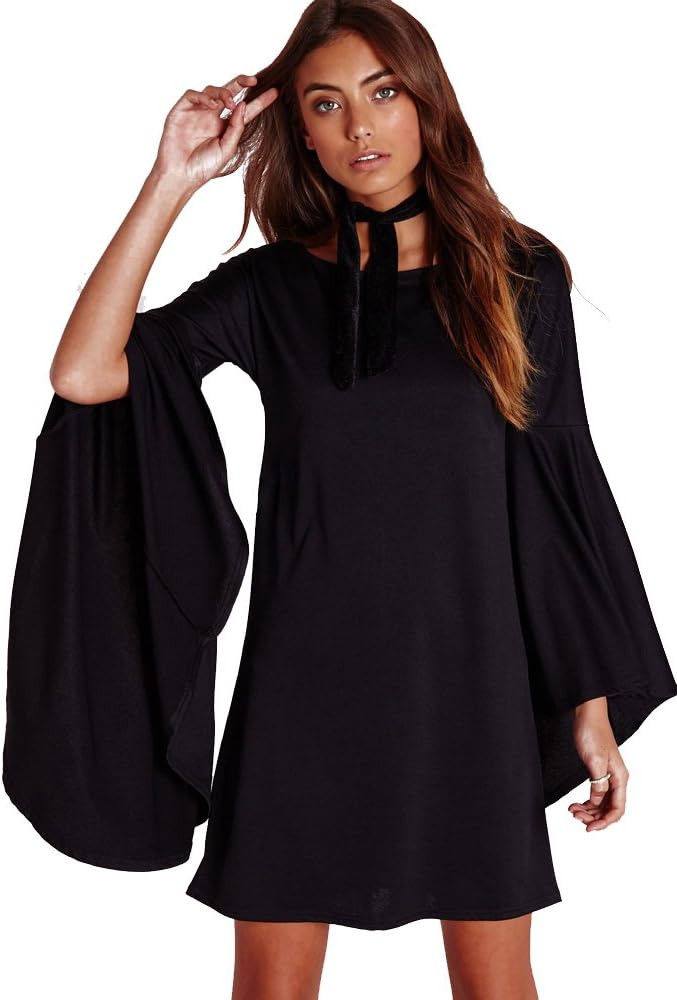 VIVICASLTE Women's USA Long Flare Bell Sleeve Blouse Mini Dress | Amazon (US)